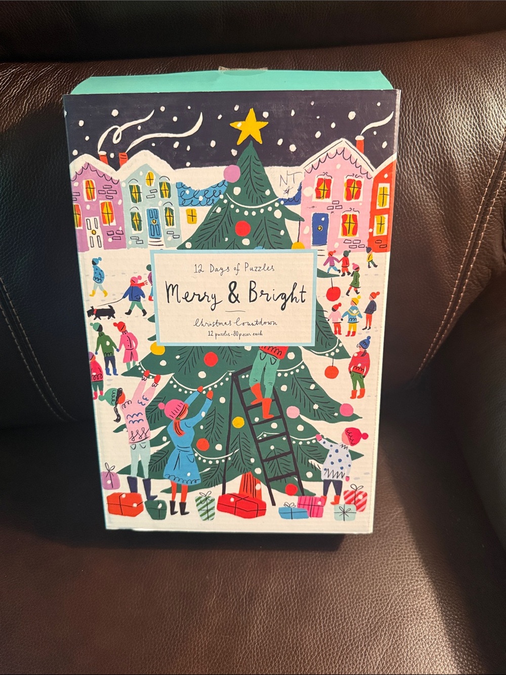 Galison Merry & Bright 12 Days of Puzzles Holiday Box. Like new